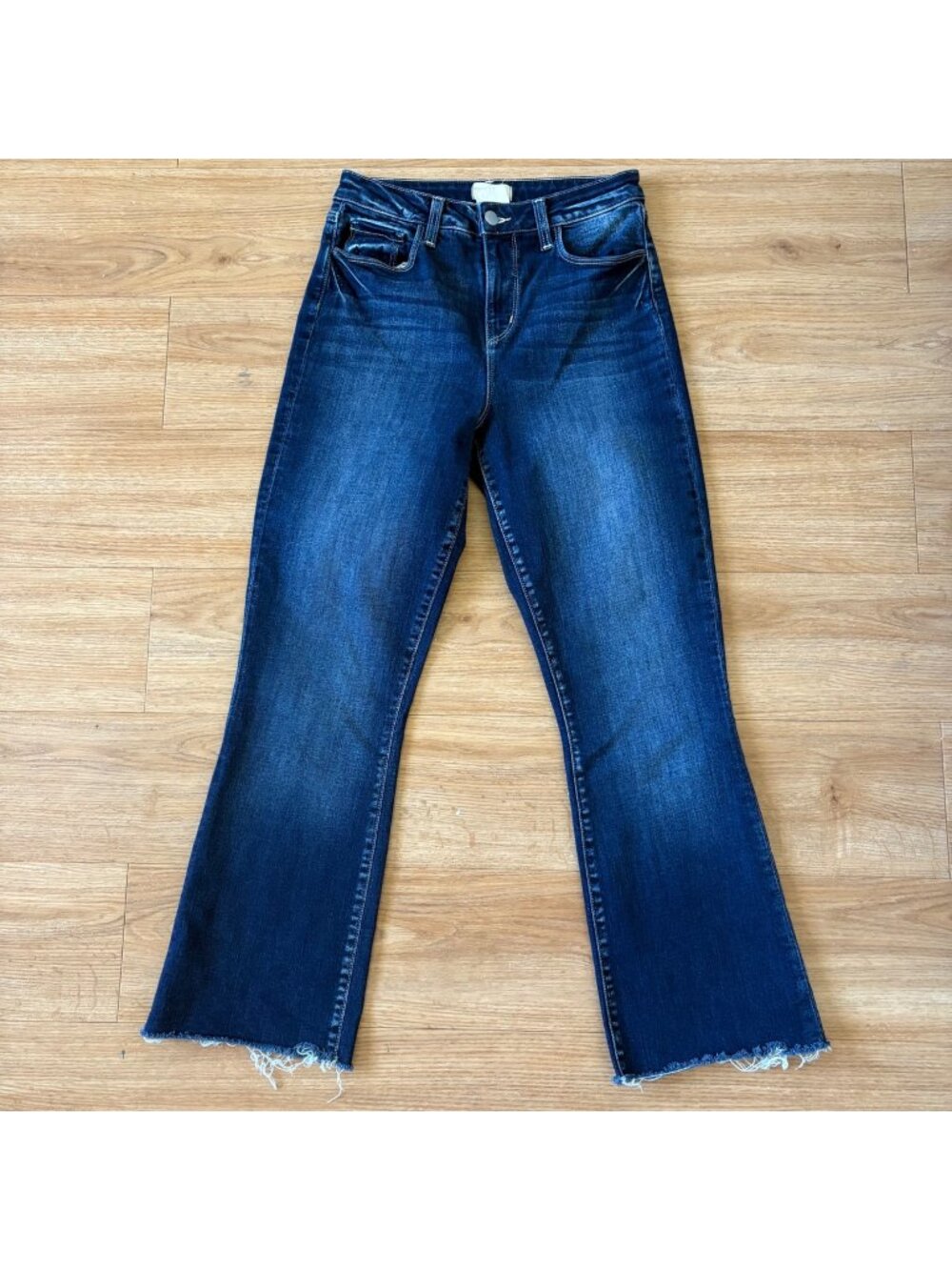 L’AGENCE High Rise Crop Bootcut Fray Denim Jeans Blue Women’s Size 26